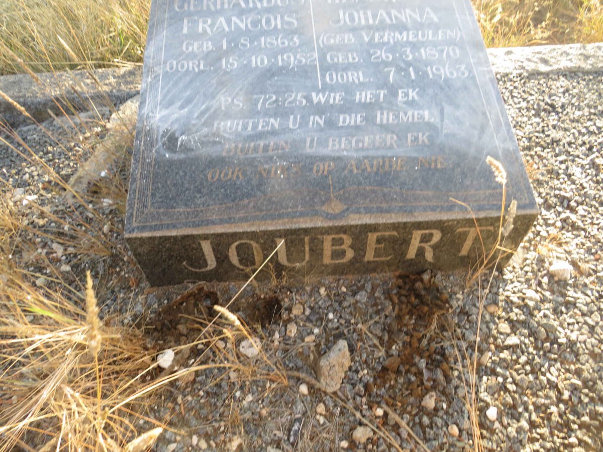 JOUBERT Gerhardus Francois 1863-1952 &amp; Hendrina Johanna VERMEULEN 1870-1963 _2