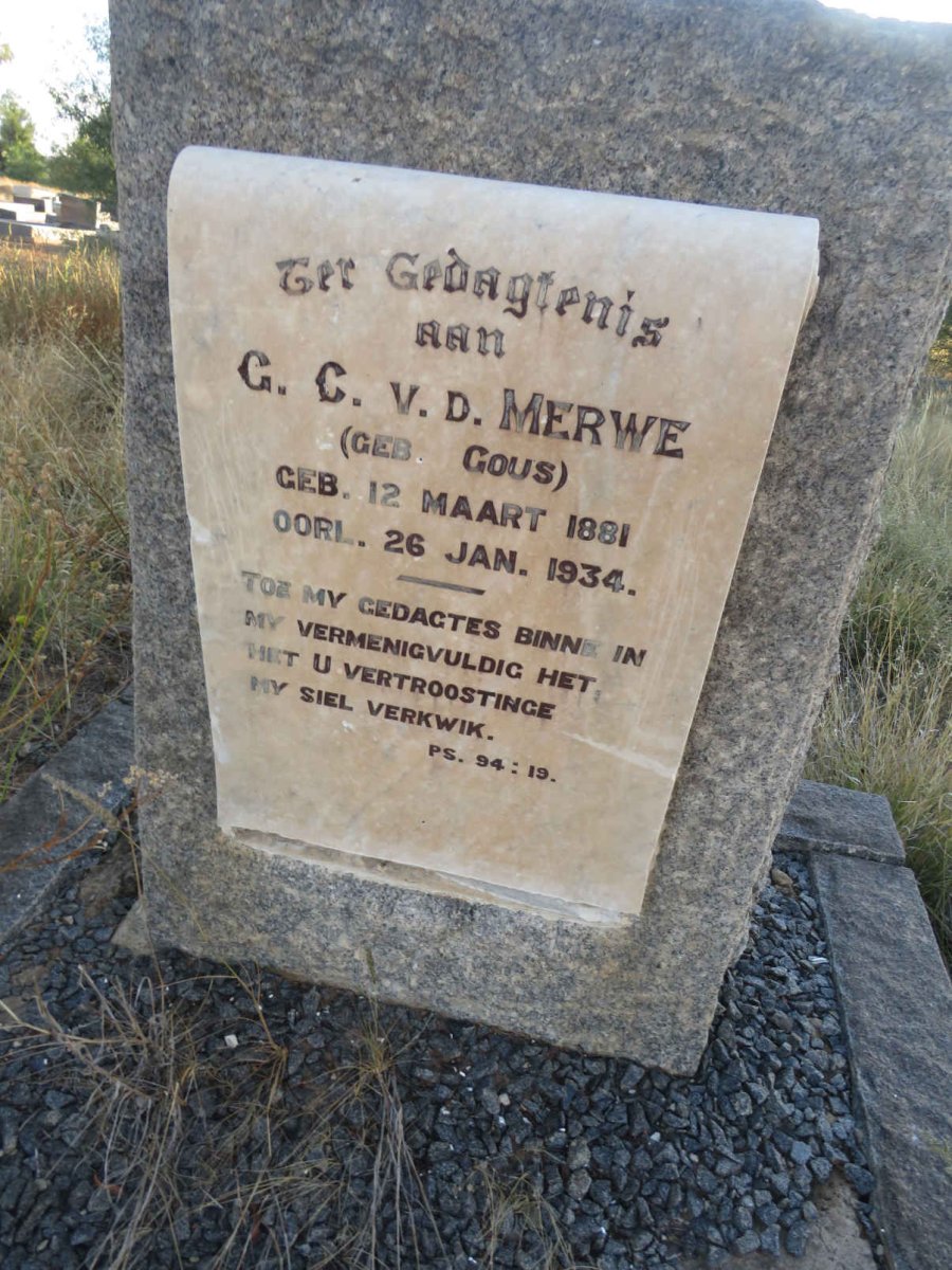 MERWE G.C., v.d. 1881-1934