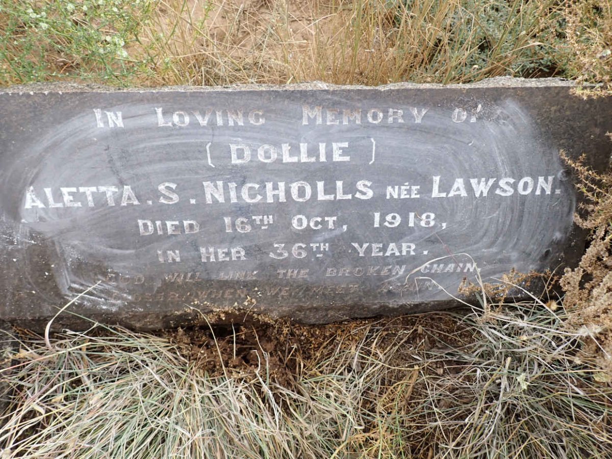 NICHOLLS Aletta S. nee LAWSON -1918