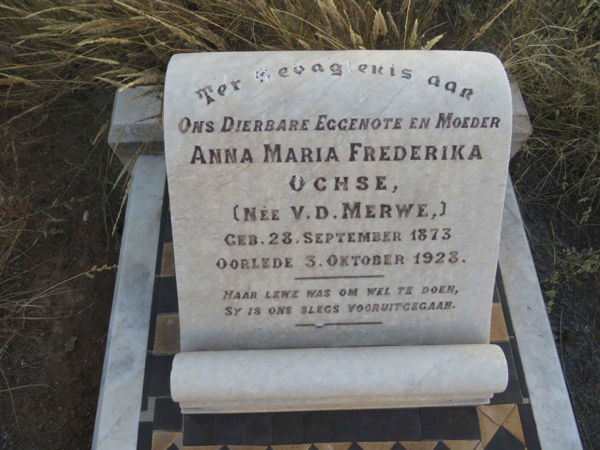 OCHSE Anna Maria Frederika nee v.d. MERWE 1873-1923