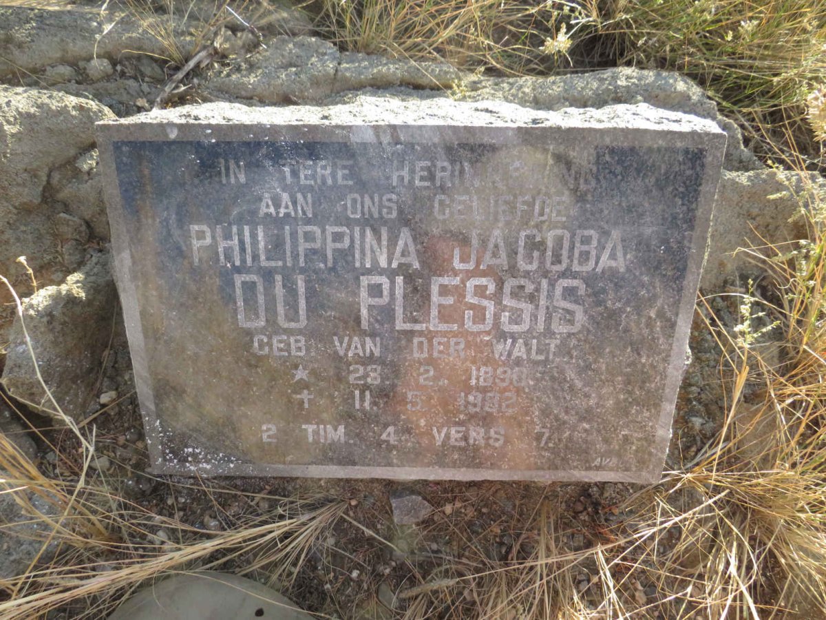 PLESSIS Philippina Jacoba, du nee VAN DER WALT 1890-1982