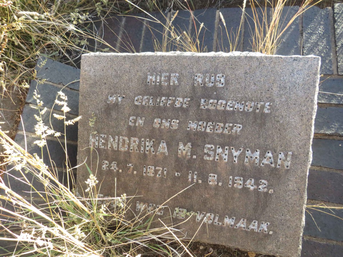 SNYMAN Hendrika M. 1871-1942