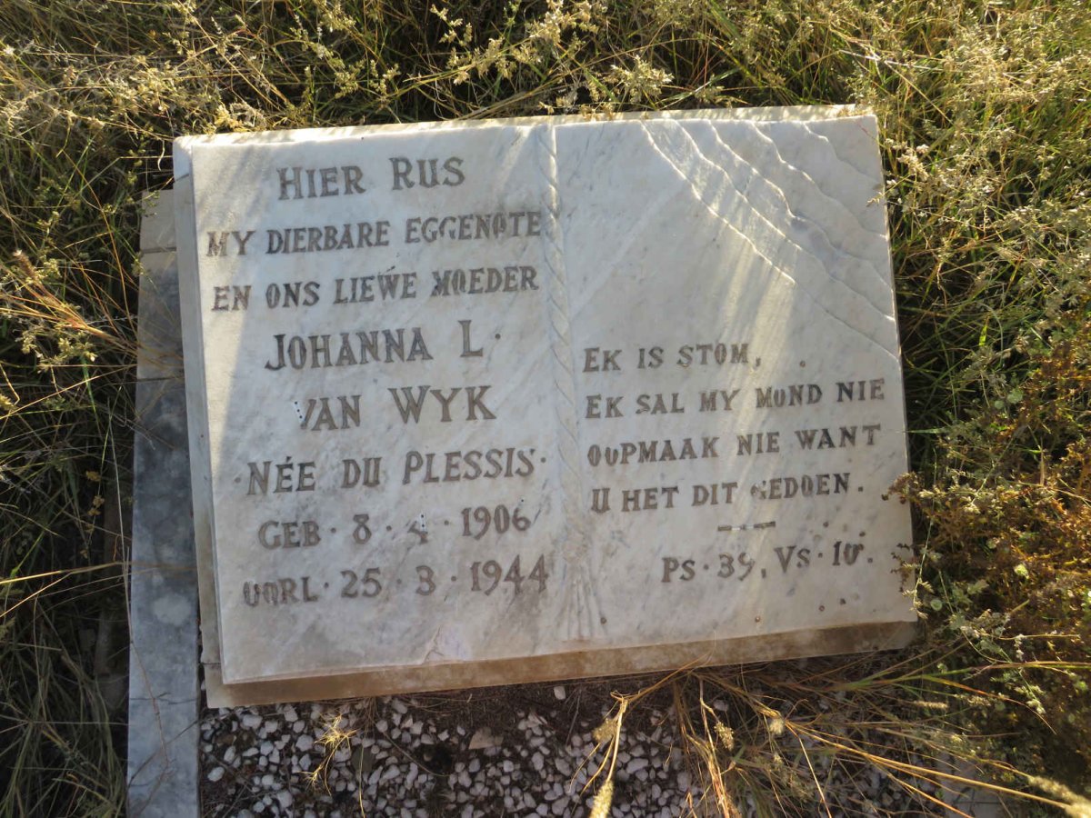 WYK Johanna L., van nee DU PLESSIS 1906-1944