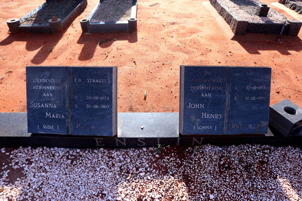 ENSLIN John Henry 1915-1922 & Susanna Maria STRAUSS 1924-2017 