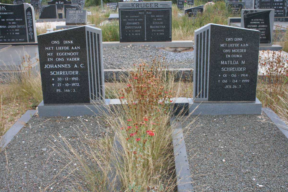 SCHREUDER Johannes A.C. 1910-1972 &amp; Matilda M. 1914-1999