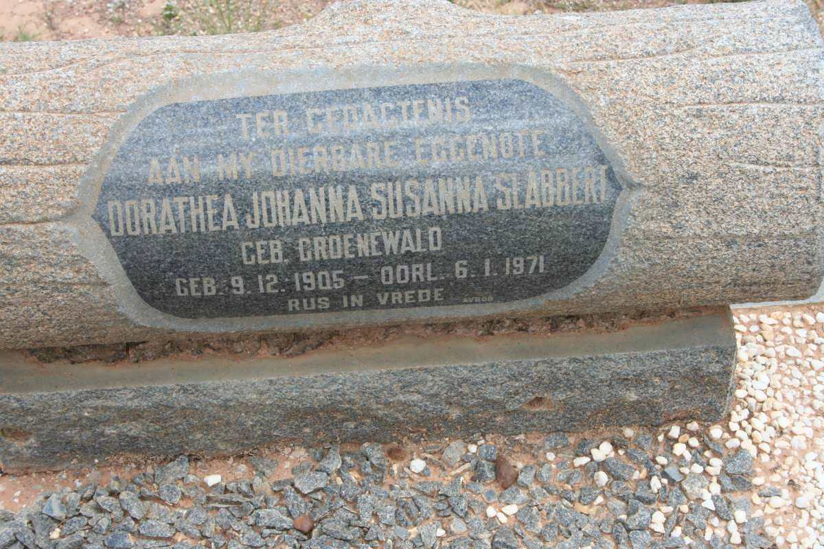 SLABBERT Dorathea Johannes Susanna nee GROENEWALD 1905-1971