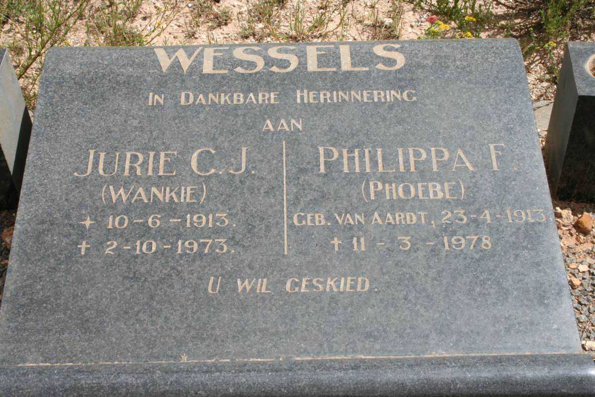 WESSELS Jurie C.J. 1913-1973 &amp; Philippa F. VAN AARDT 1913-1978