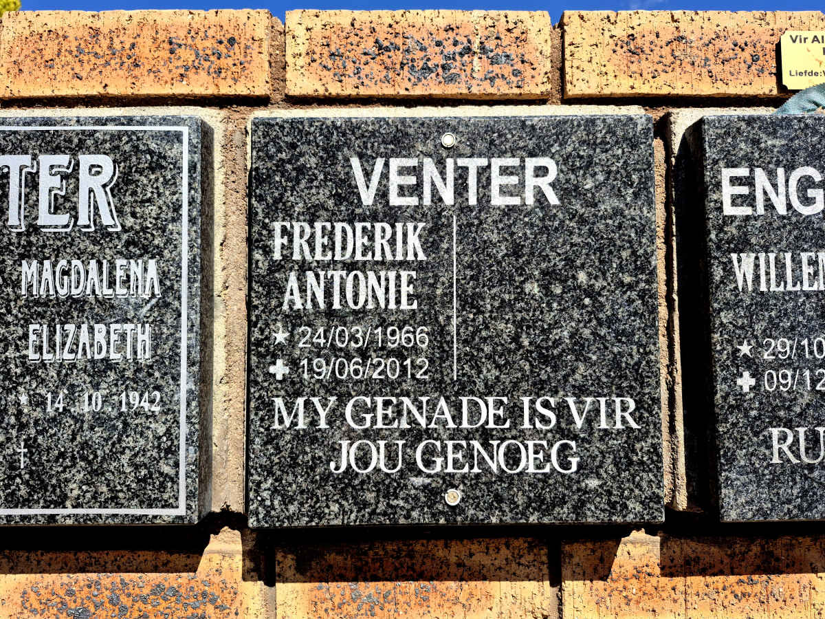 VENTER Frederik Antonie 1966-2012