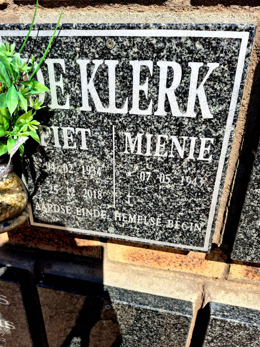 KLERK Piet, de 1934-2018 & Mienie 1943-