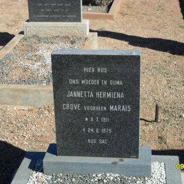 GROVE Jannetta Hermiena nee MARAIS 1911-1979