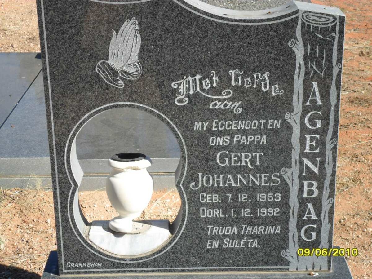 AGENBAG Gert Johannes 1953-1992