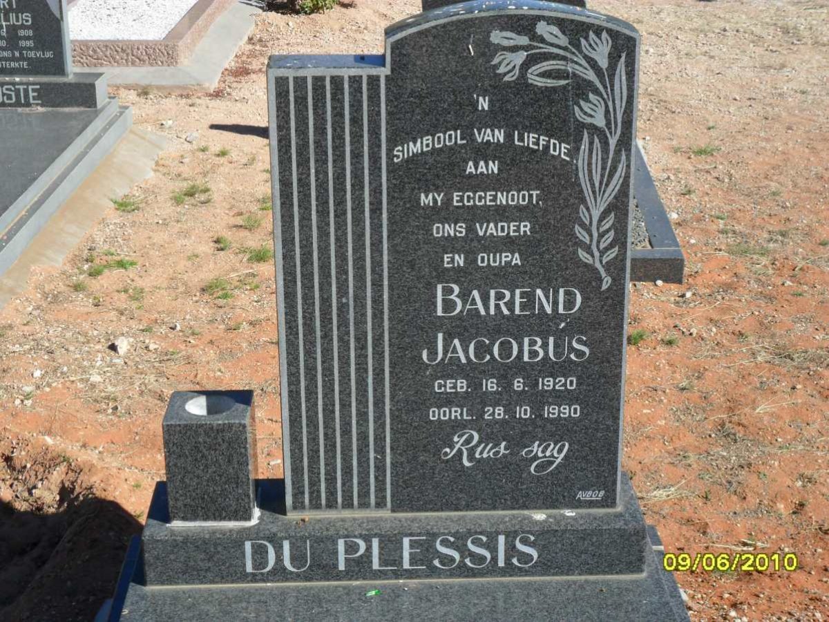 PLESSIS Barend Jacobus, du 1920-1990