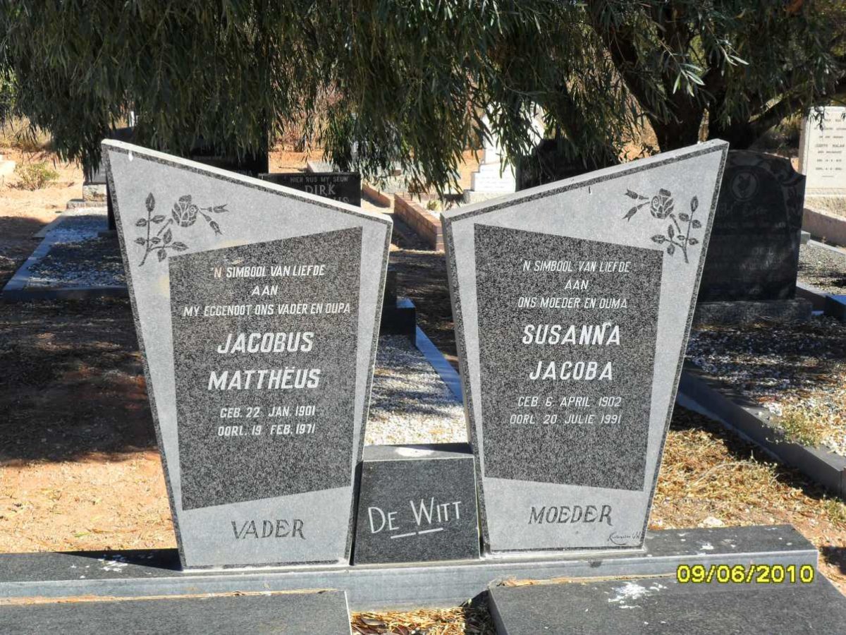 WITT Jacobus Mattheus, de 1901-1971 &amp; Susanna Jacoba 1902-1991