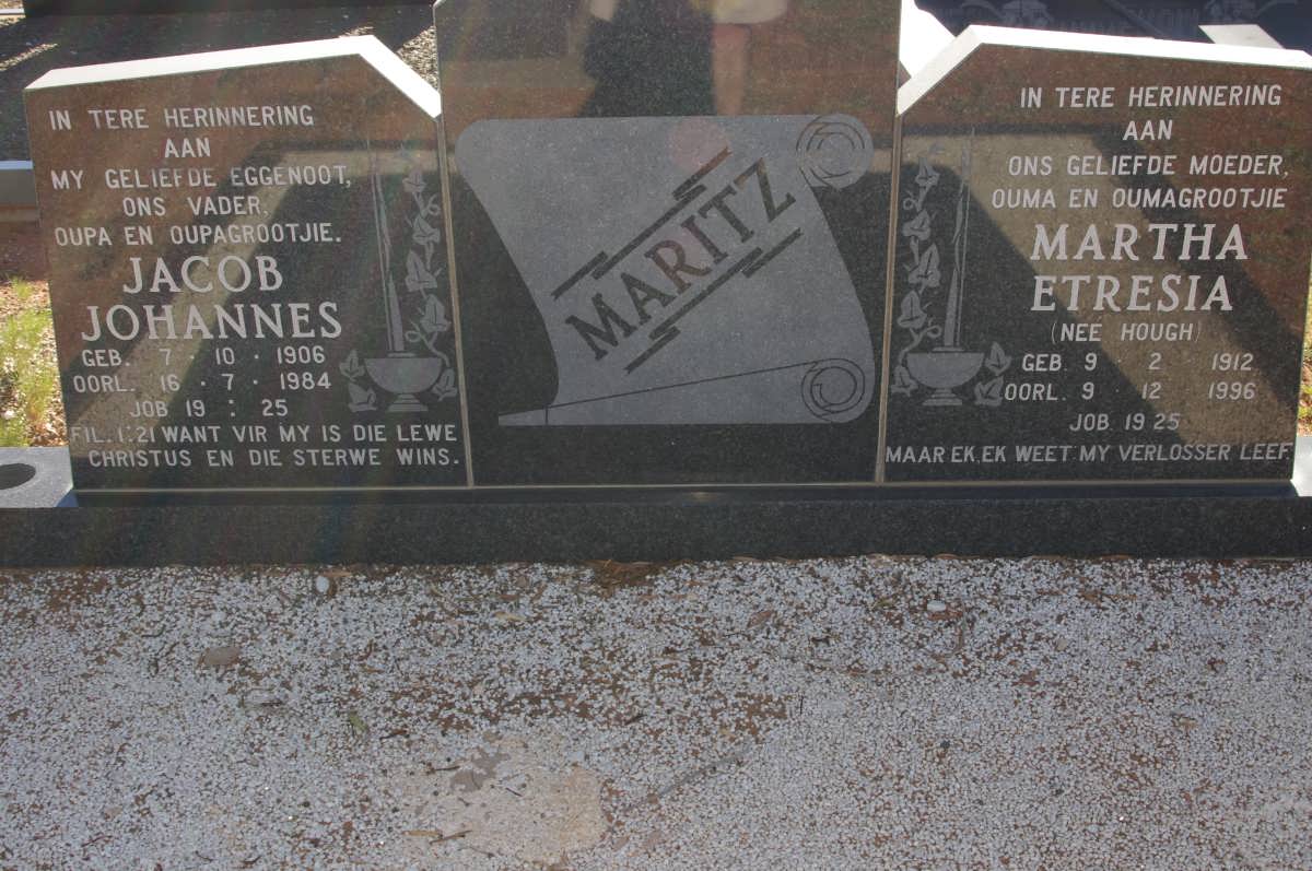 MARITZ Jacob Johannes 1906-1984 &amp; Martha Etresia HOUGH 1912-1996