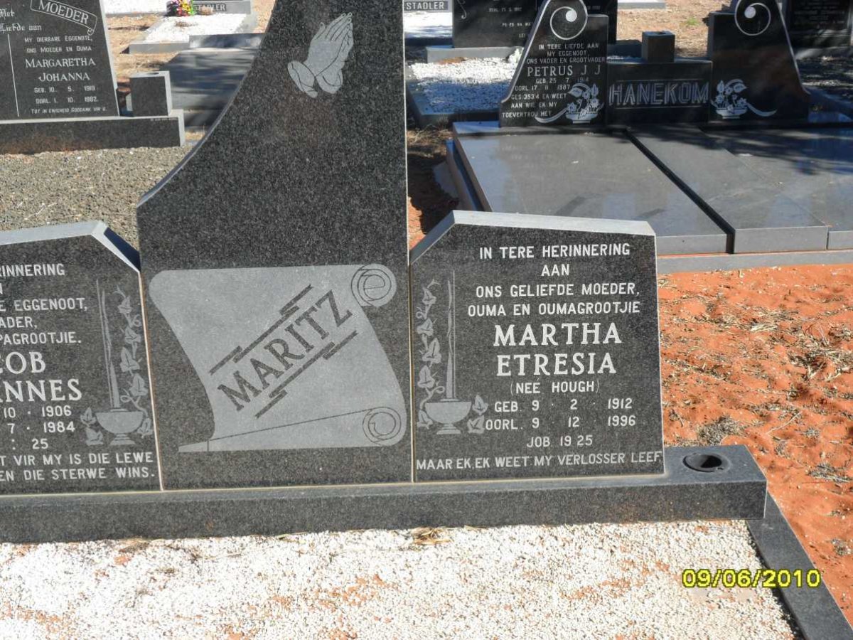 MARITZ Martha Etresia nee HOUGH 1912-1996