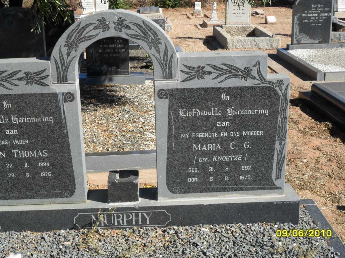 MURPHY Maria C.G. nee KNOETZE 1892-1972