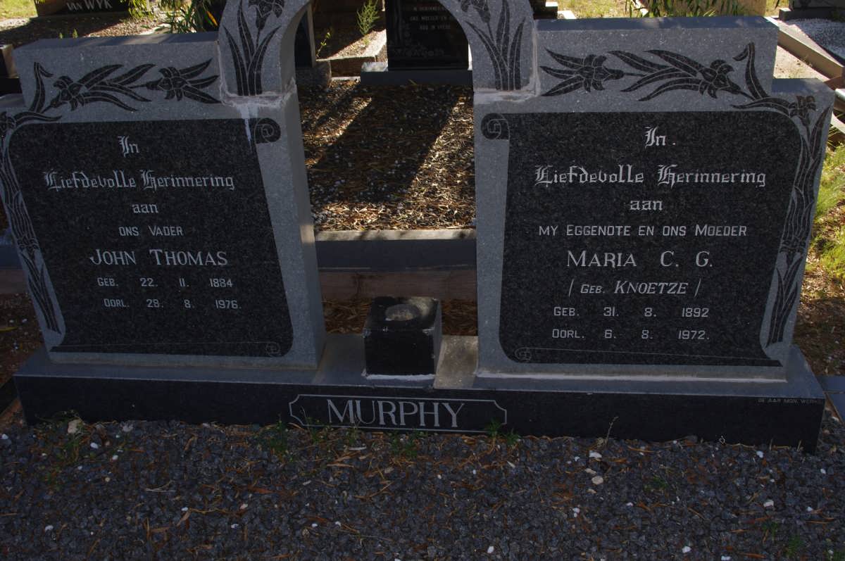 MURPHY John Thomas 1884-1976 &amp; Maria C.G. KNOETZE 1892-1972