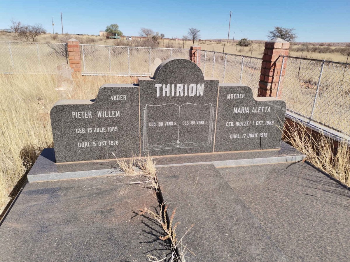 THIRION Pieter Willem 1889-1976 &amp; Maria Aletta KOTZE 1889-1975
