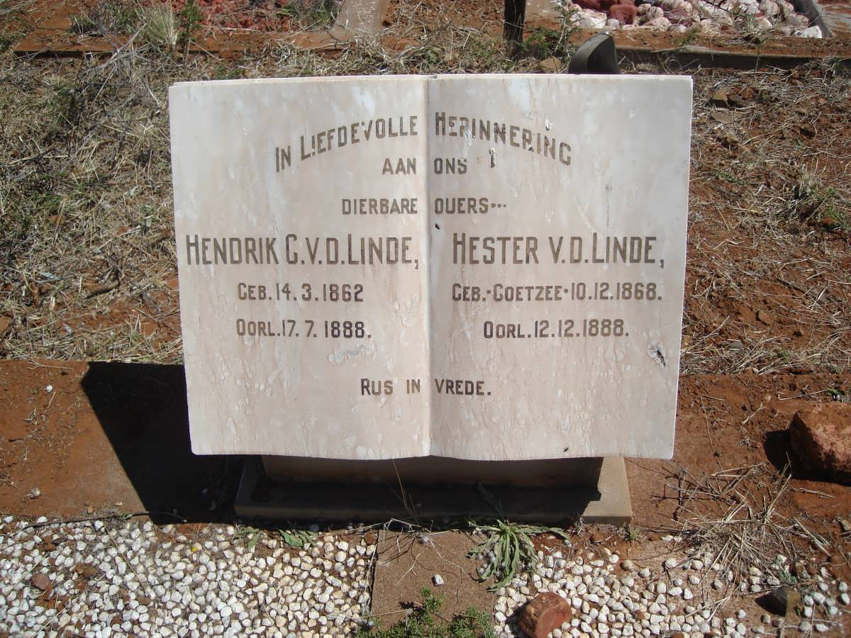 LINDE Hendrik C., v.d. 1852-1888 &amp; Hester COETZEE 1868-1888