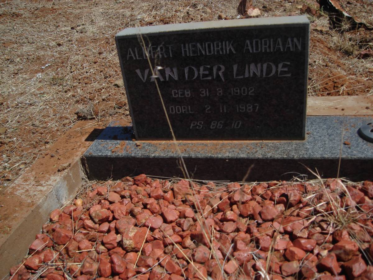 LINDE Albert Hendrik Adriaan, van der 1902-1987