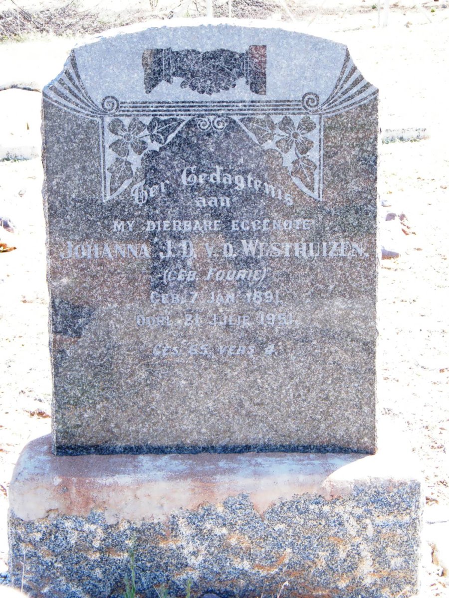 WESTHUIZEN Johanna J.D., v.d. nee FOURIE 1891-195?