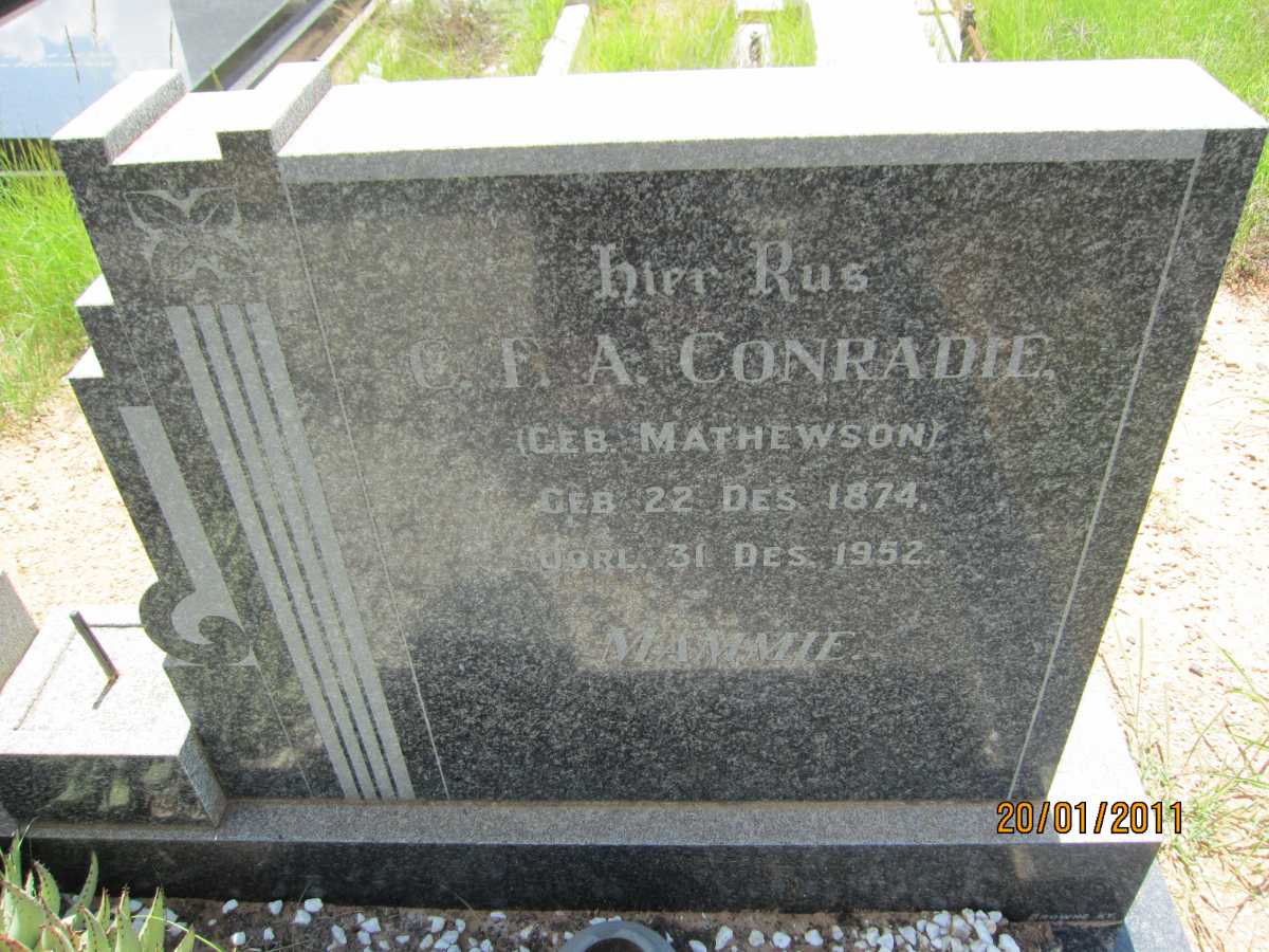 CONRADIE C.F.A. nee MATHEWSON 1874-1952