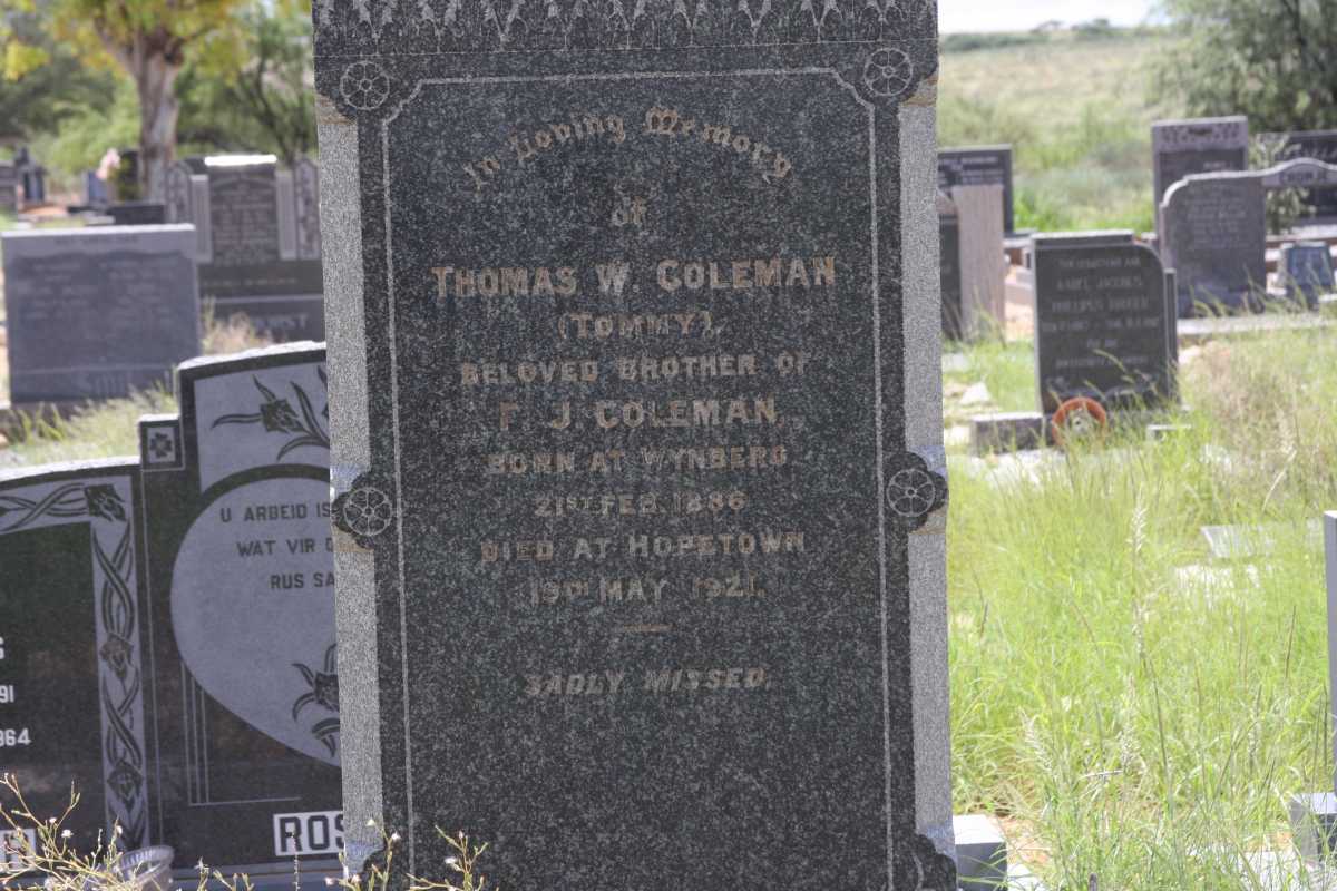 COLEMAN Thomas W. 1886-1921
