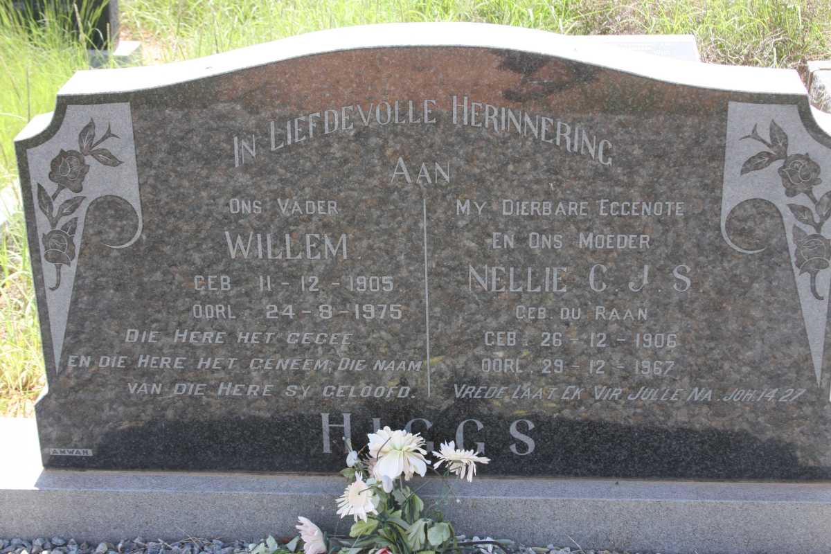 HIGGS Willem 1905-1975 &amp; Nellie C.J.S. du RAAN 1906-1967