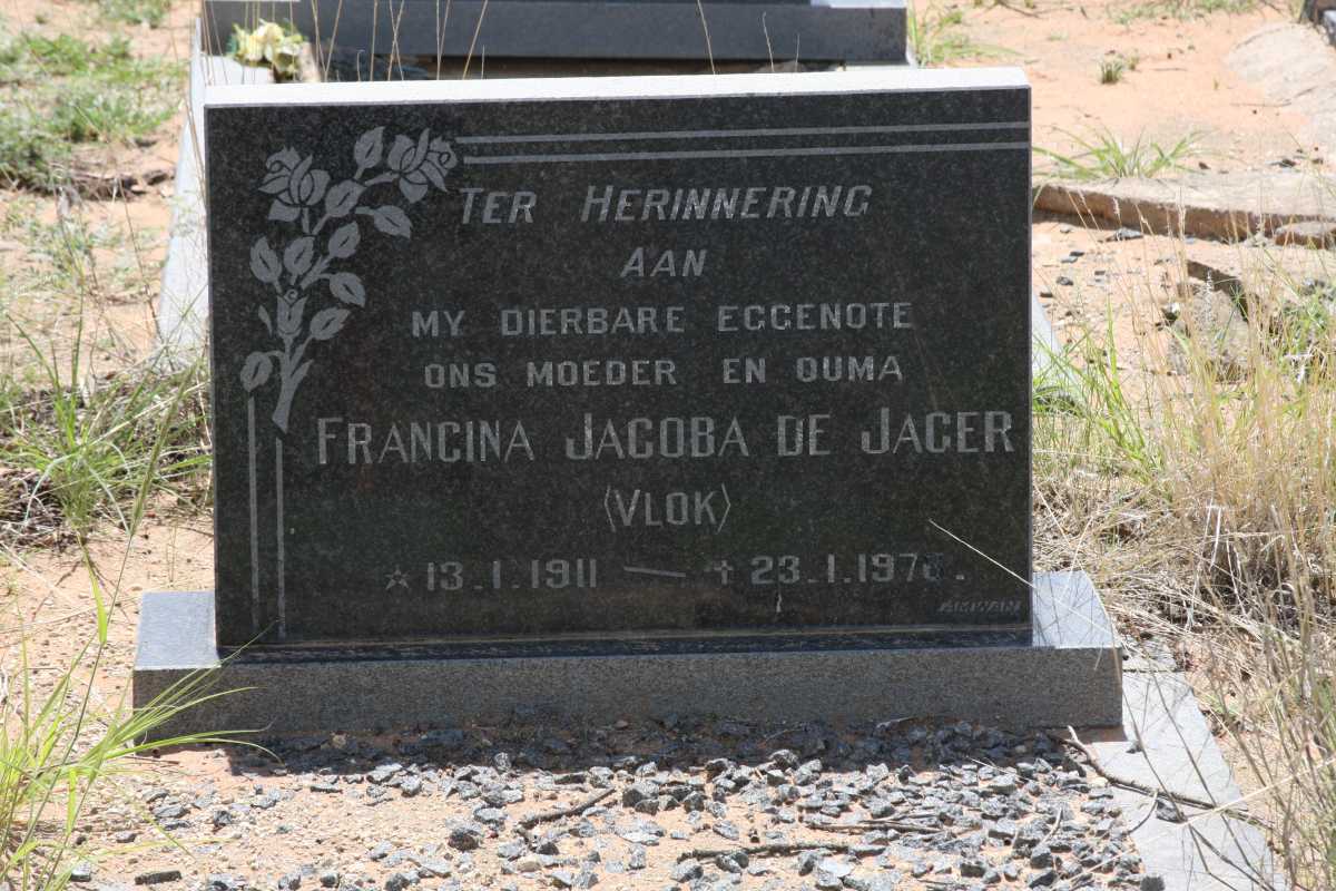 JAGER Francina Jacoba, de nee VLOK 1911-197?