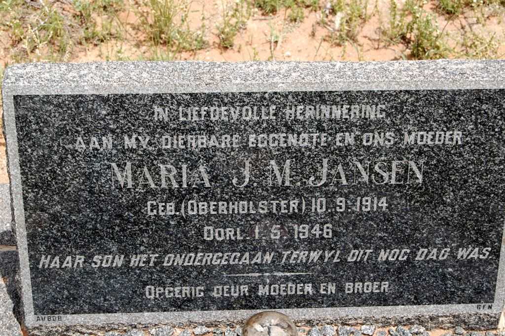 JANSEN  Maria J.M. née OBERHOLTSER 1914-1946