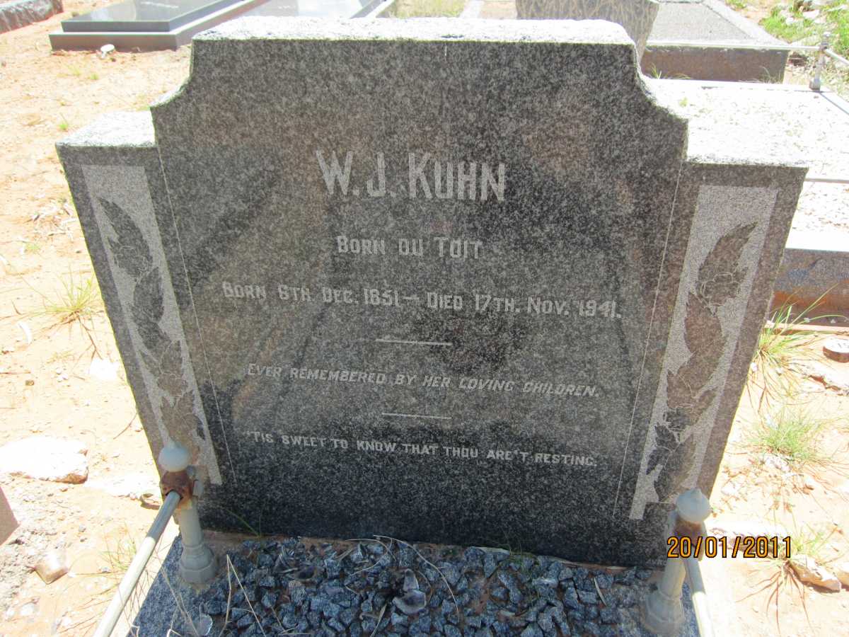 KUHN W.J., nee DU TOIT 1851-1941