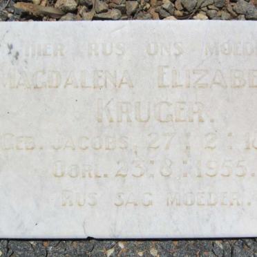 KRUGER Magdalena Elizabeth nee JACOBS 1890-1955