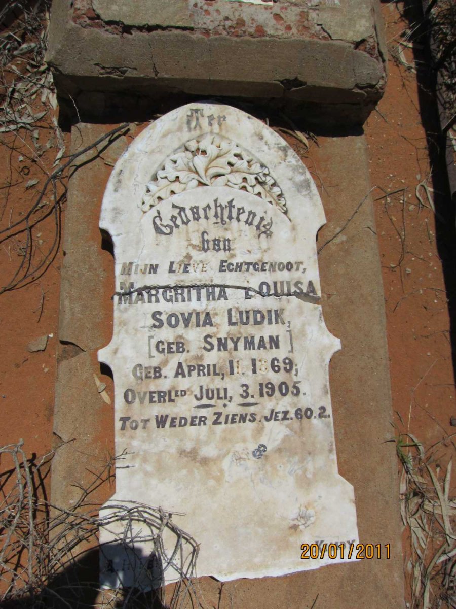 LUDIK Magritha Louisa Sovia nee SNYMAN 1869-1905
