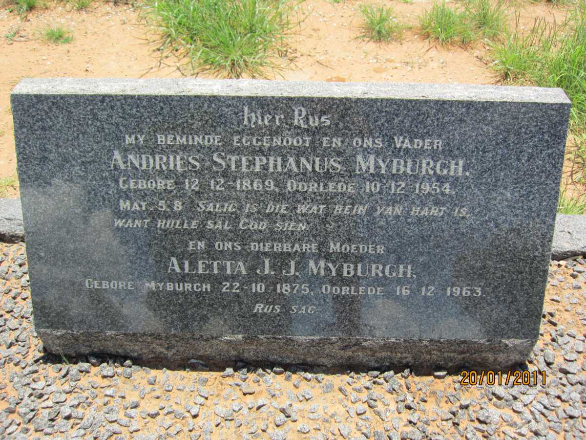 MYBURGH Andries Stephanus 1869-1954 &amp; Aletta J.J. MYBURGH 1875-1963
