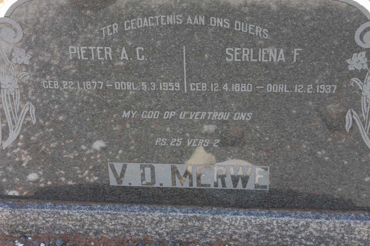 MERWE Pieter A.C., v.d. 1877-1959 &amp; Serliena F. 1880-1937
