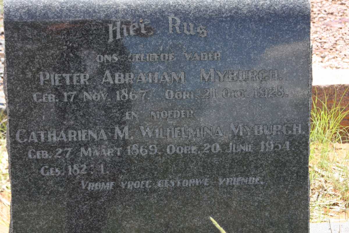 MYBURGH Pieter Abraham 1867-1928 &amp; Cathariena M. Wilhelmina 1869-1954