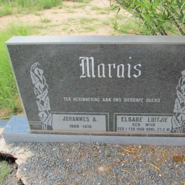 MARAIS Johannes A. 1908-1975 &amp; Elsabe Luitjie WIID 1905-1981