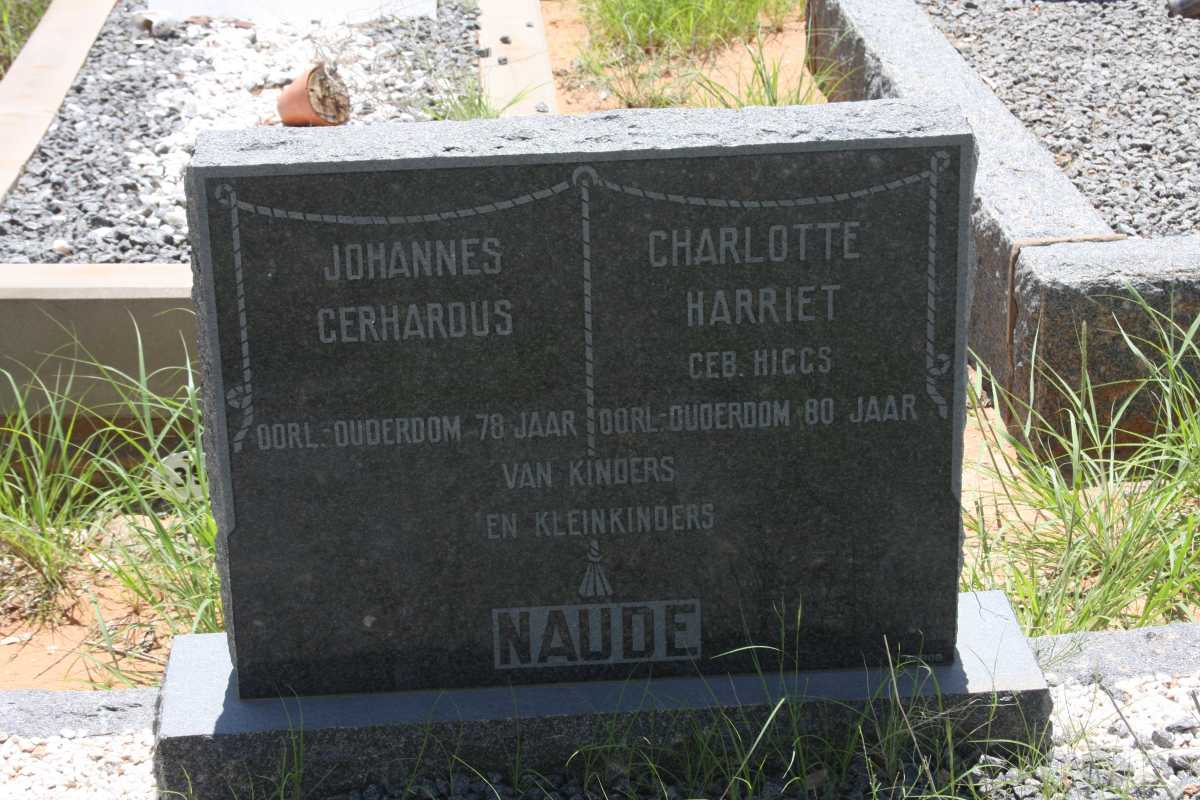 NAUDE Johannes Gerhardus &amp; Charlotte Harriet HIGGS