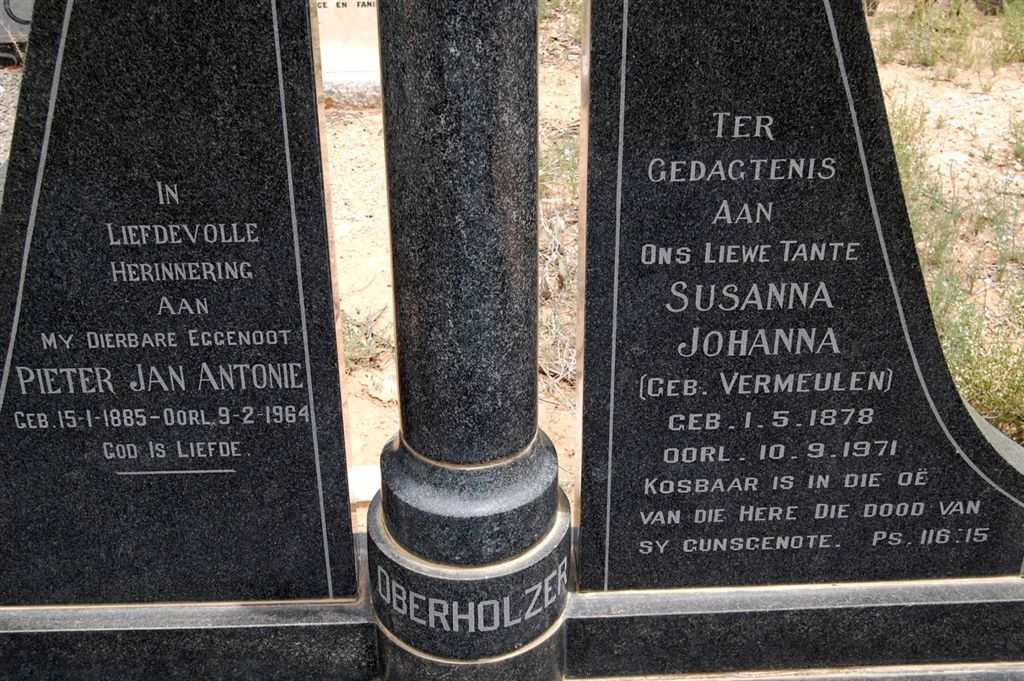 OBERHOLZER Pieter Jan Antonie 1885-1964 &amp; Susanna Johanna VERMEULEN 1878-1971