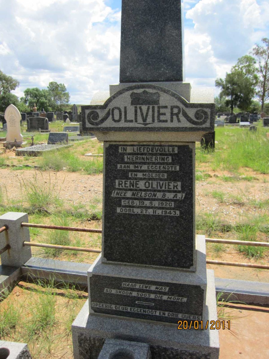 OLIVIER Rene nee NELSON 1920-1943