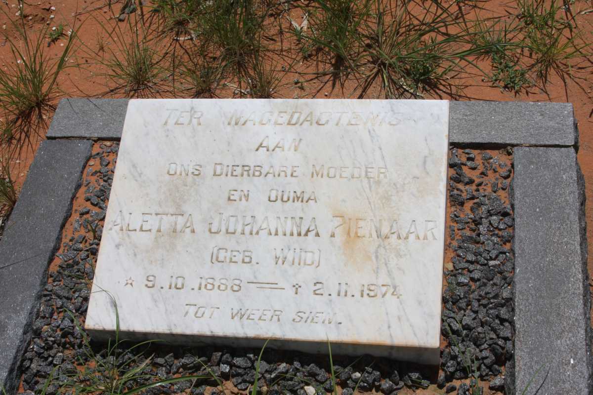 PIENAAR Aletta Johanna nee WIID 1888-1974