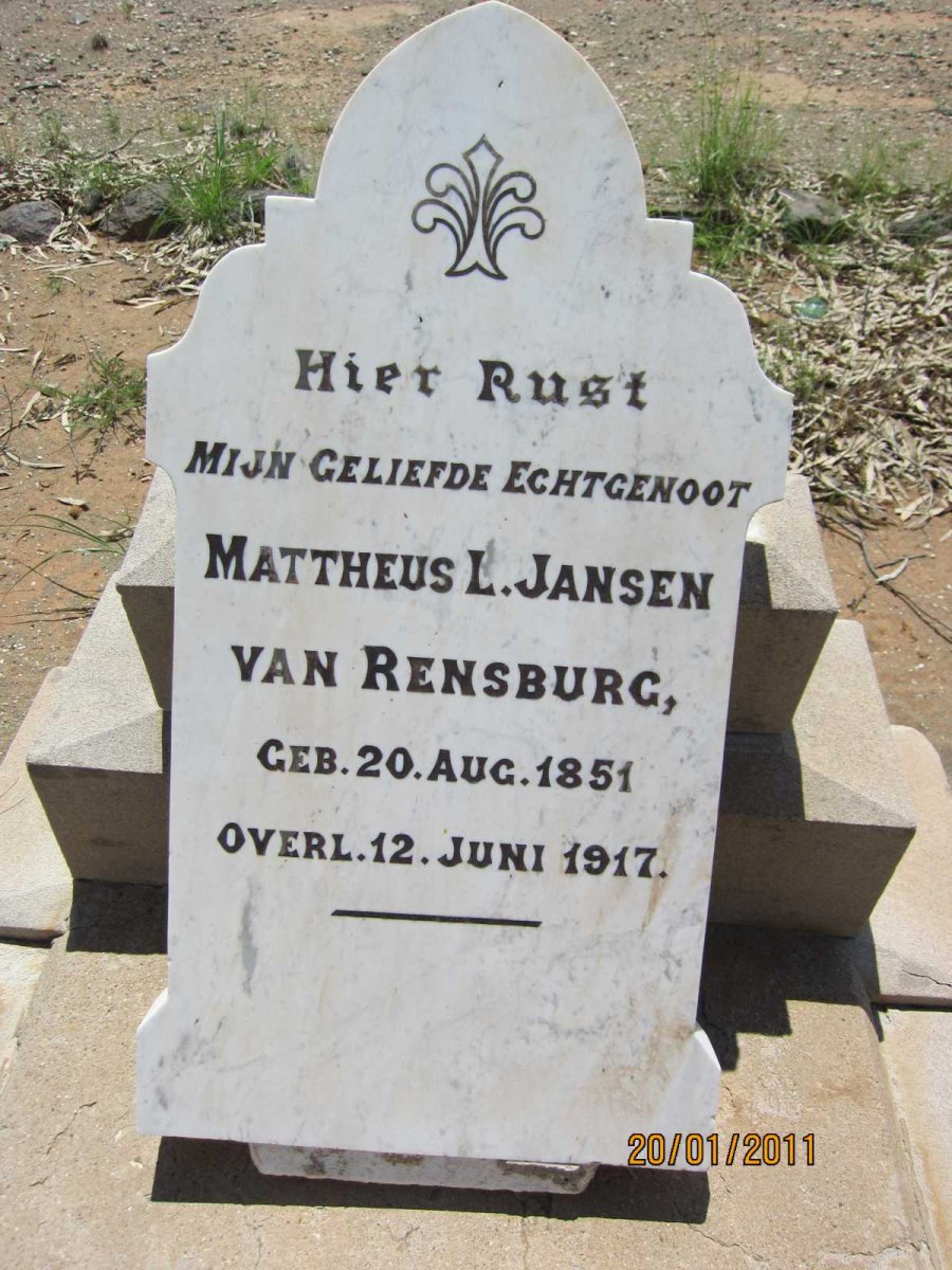 RENSBURG Mattheus L., Jansen van 1851-1917