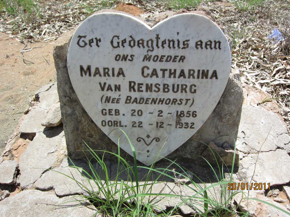 RENSBURG Maria Catharina, van nee BADENHORST 1856-1932