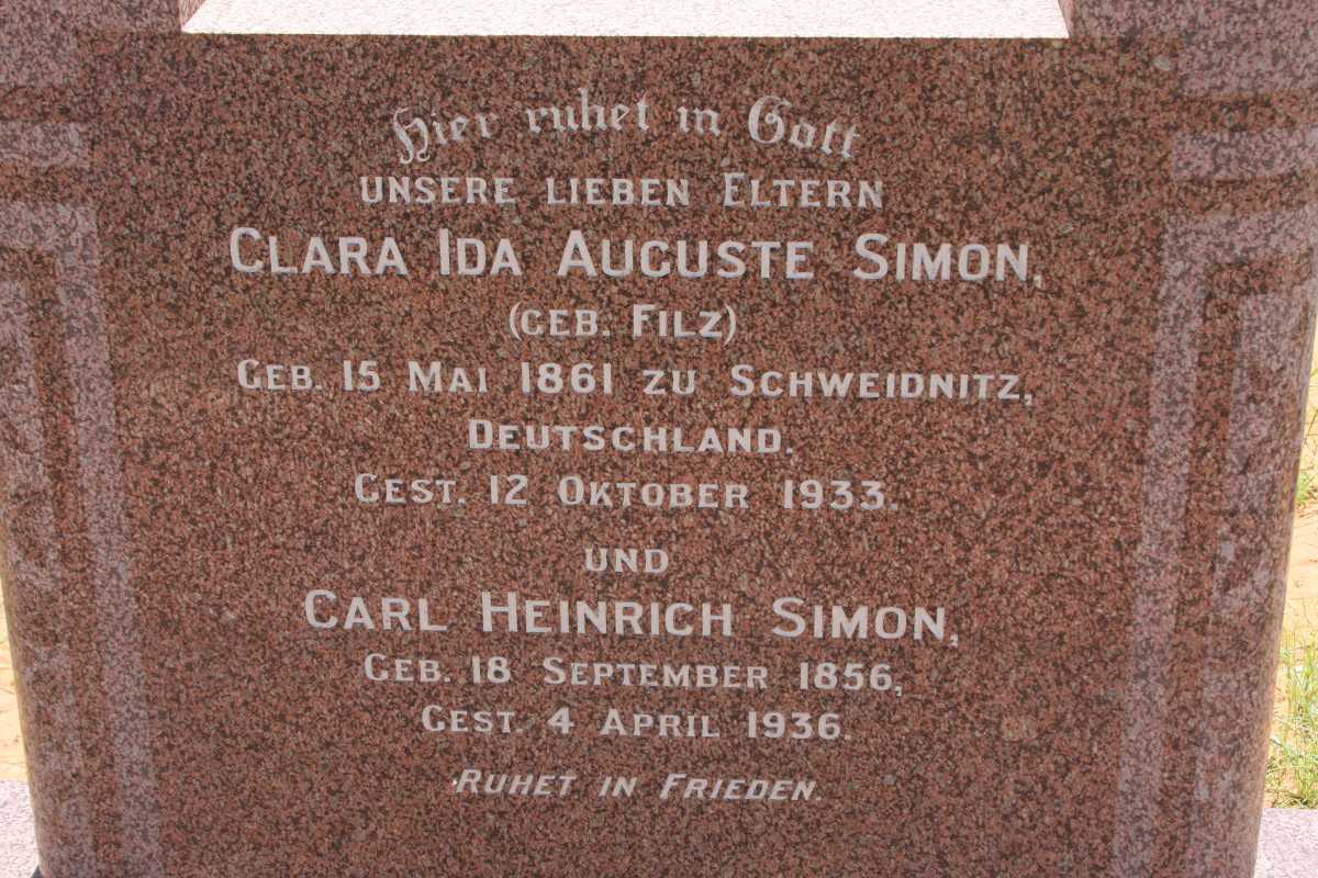 SIMON Carl Heinrich 1856-1936 &amp; Clara Ida Auguste FILZ 1861-1933