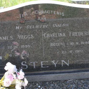 STEYN James Higgs 1895-1974 &amp; Charlina Fredericka BOTES 1896-1977 :: HART Thora nee STEYN 1921-2001