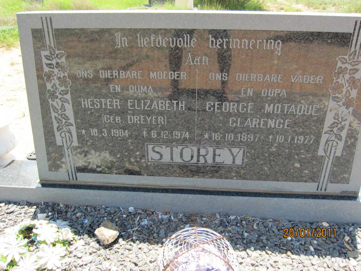 STOREY George Motaque Clarence 1897-1977 &amp; Hester Elizabeth DREYER 1904-1974