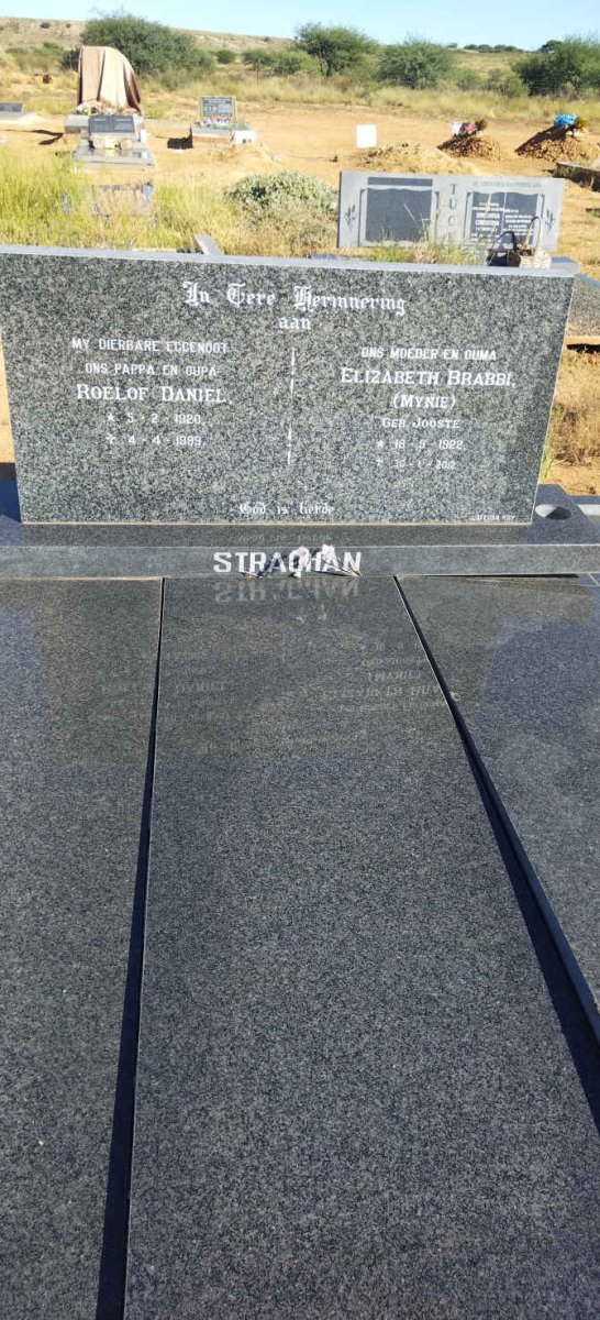 STRACHAN Roelof Daniel 1920-1999 & Elizabeth Brabbi JOOSTE 1922-2012