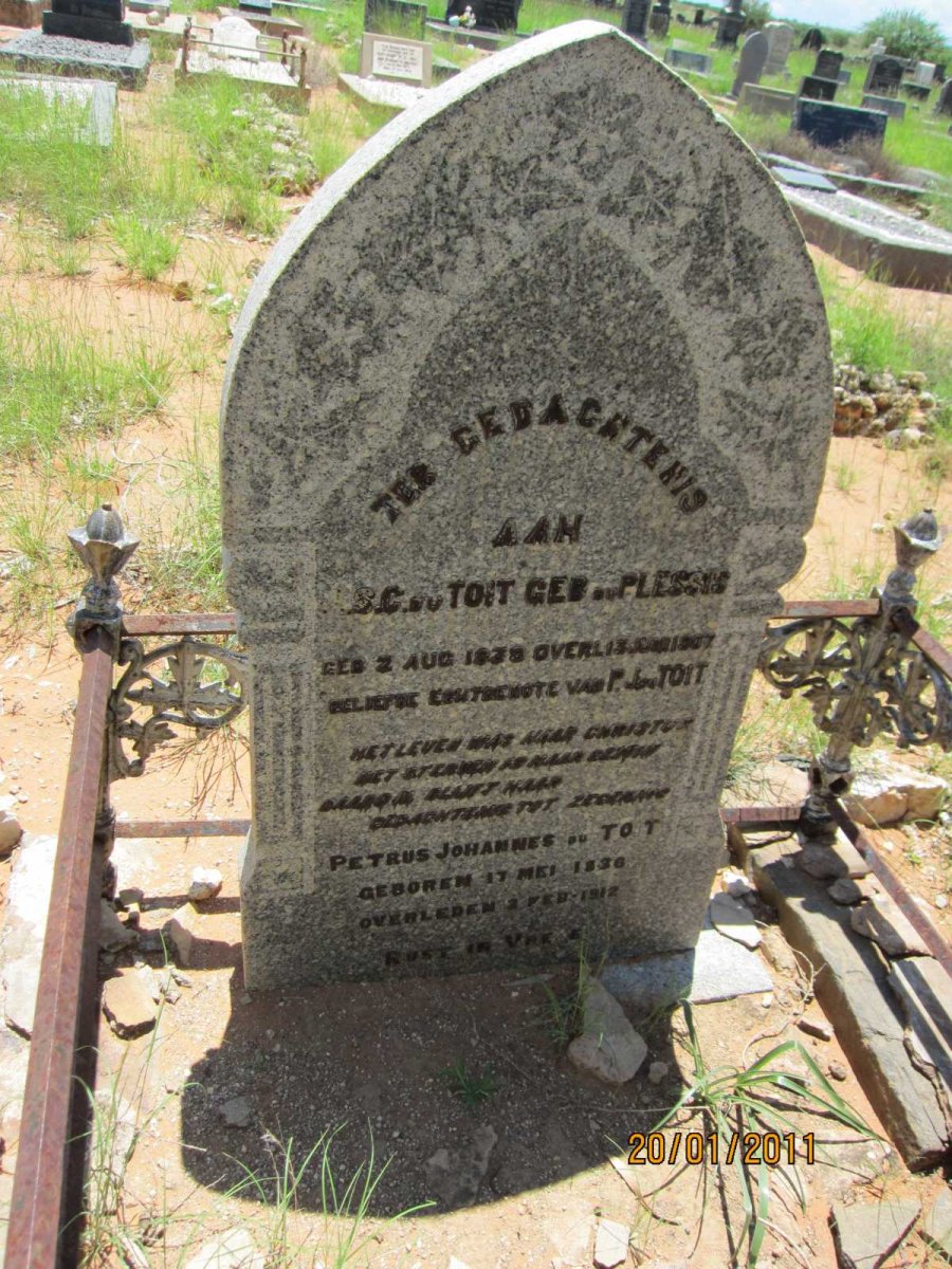 TOIT Petrus Johannes, du 1836-1912 &amp; B.C. du PLESSIS 1838-1907