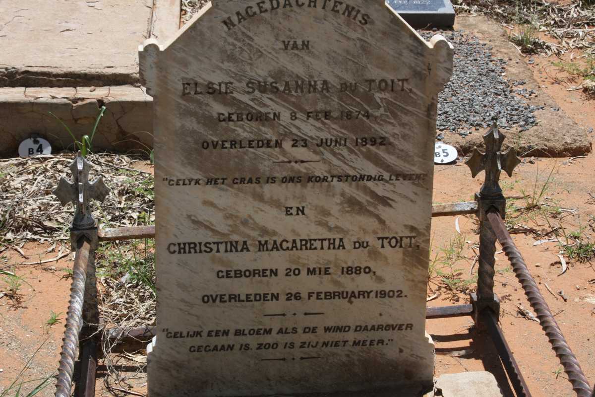 TOIT Elsie Susanna, du 1874-1892 :: DU TOIT Christina Margaretha 1880-1902
