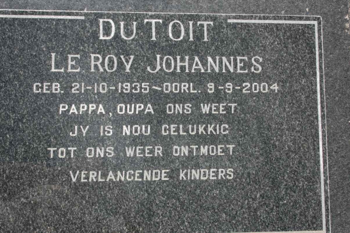 TOIT Le Roy Johannes, du 1935-2004